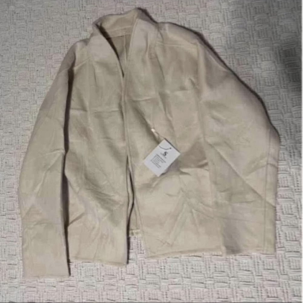 Women's Suede Beige Open Front Jacket NWT
